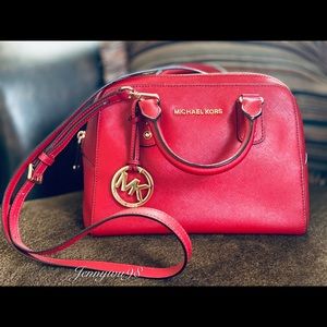 Michael kors red leather crossbody bag